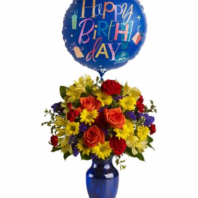 <ol>
 	<li></li>
</ol>

<hr />



<hr />

 

<hr />

Make birthday spirits soar by sending this fabulously fun birthday bouquet and balloon. Bright primary colors make it perfect for both guys and gals.